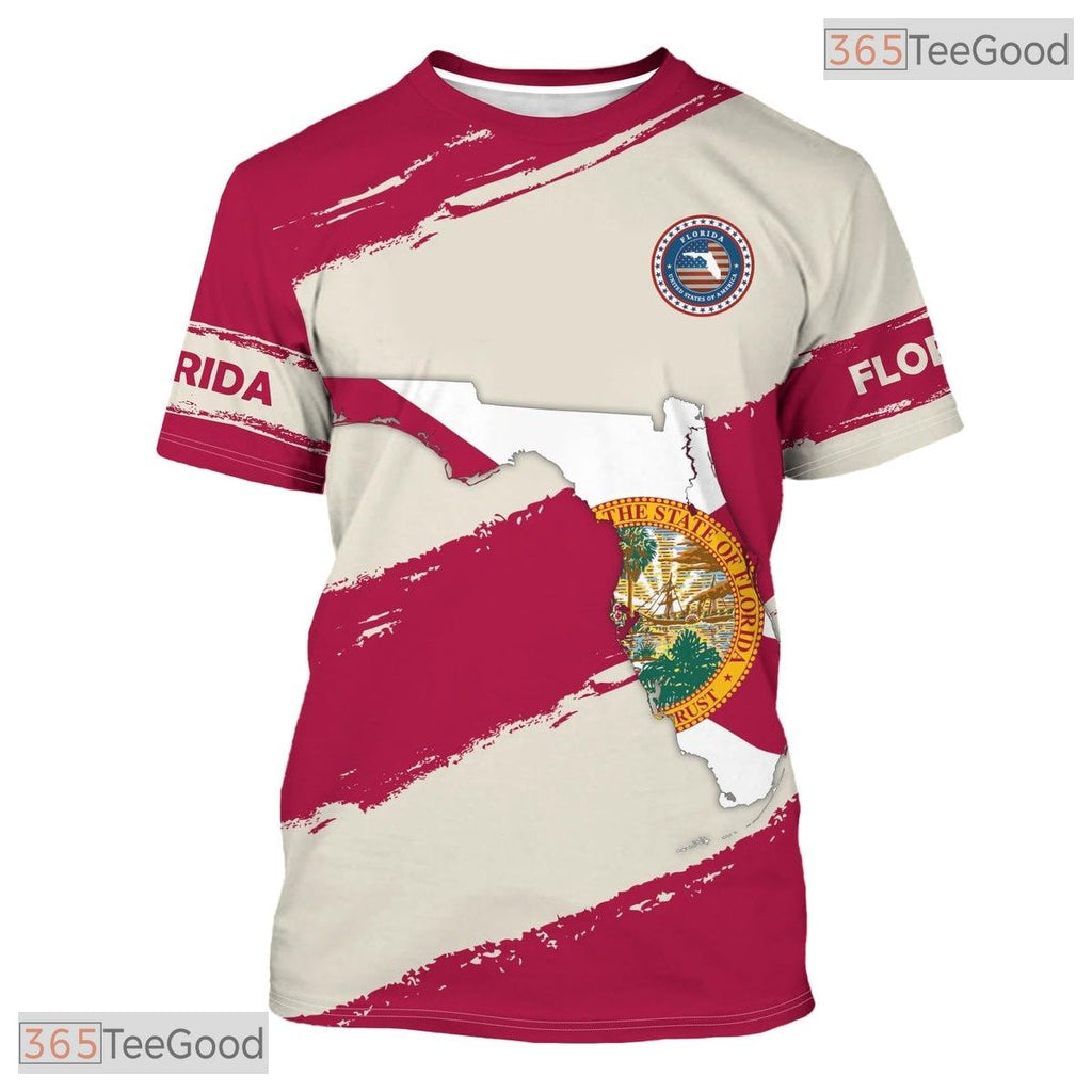 Florida State Rose Novelty Graphic 3D Printed Casual Short Sleeve Unisex T-Shirt