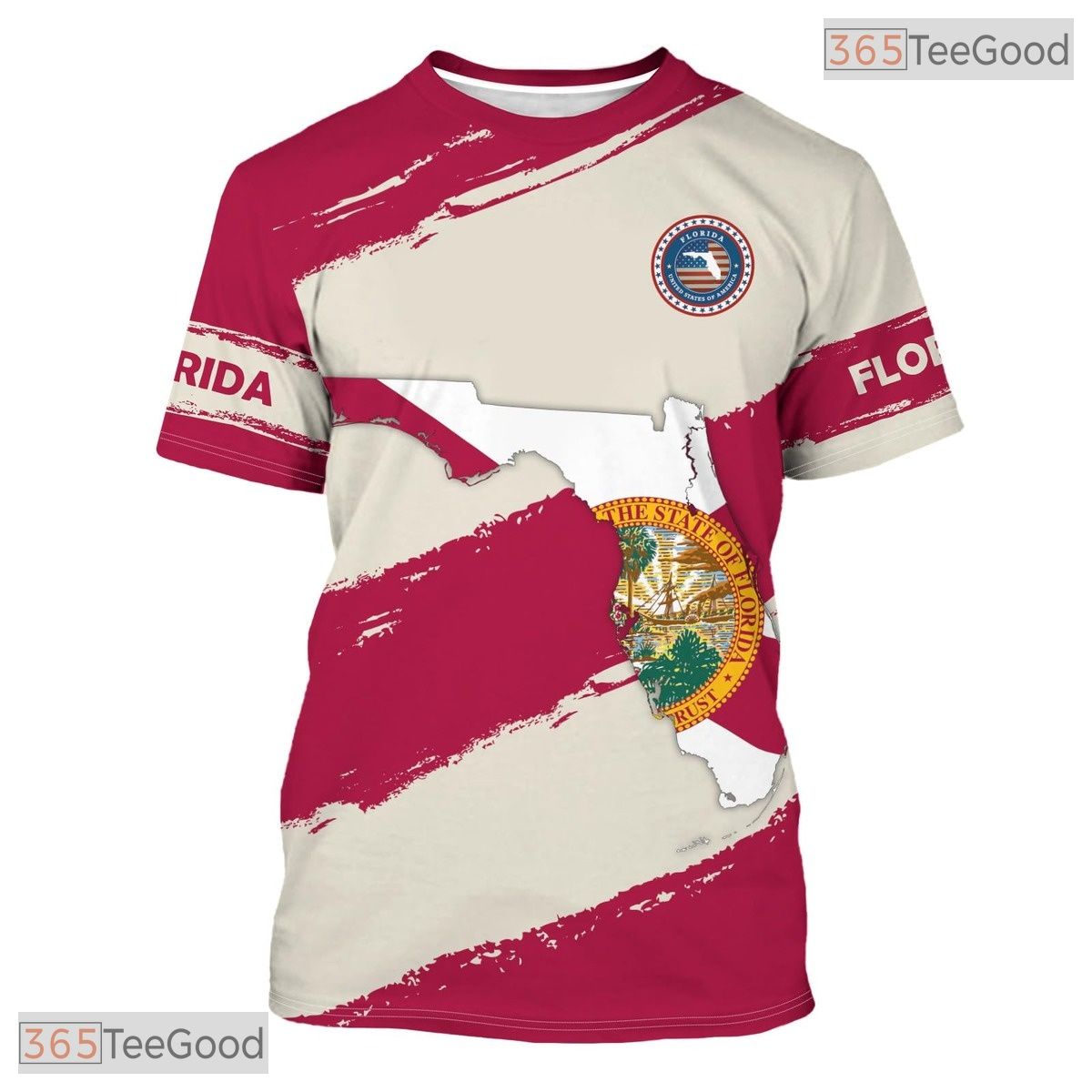 Florida State Rose Novelty Graphic 3D Printed Casual Short Sleeve Unisex T-Shirt