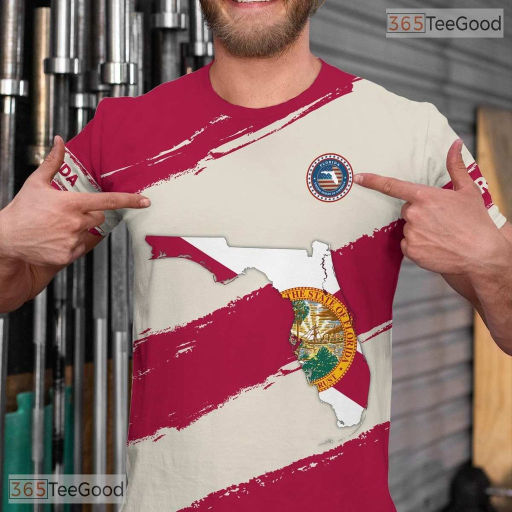 Florida State Rose Novelty Graphic 3D Printed Casual Short Sleeve Unisex T-Shirt