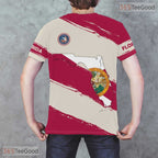 Florida State Rose Novelty Graphic 3D Printed Casual Short Sleeve Unisex T-Shirt