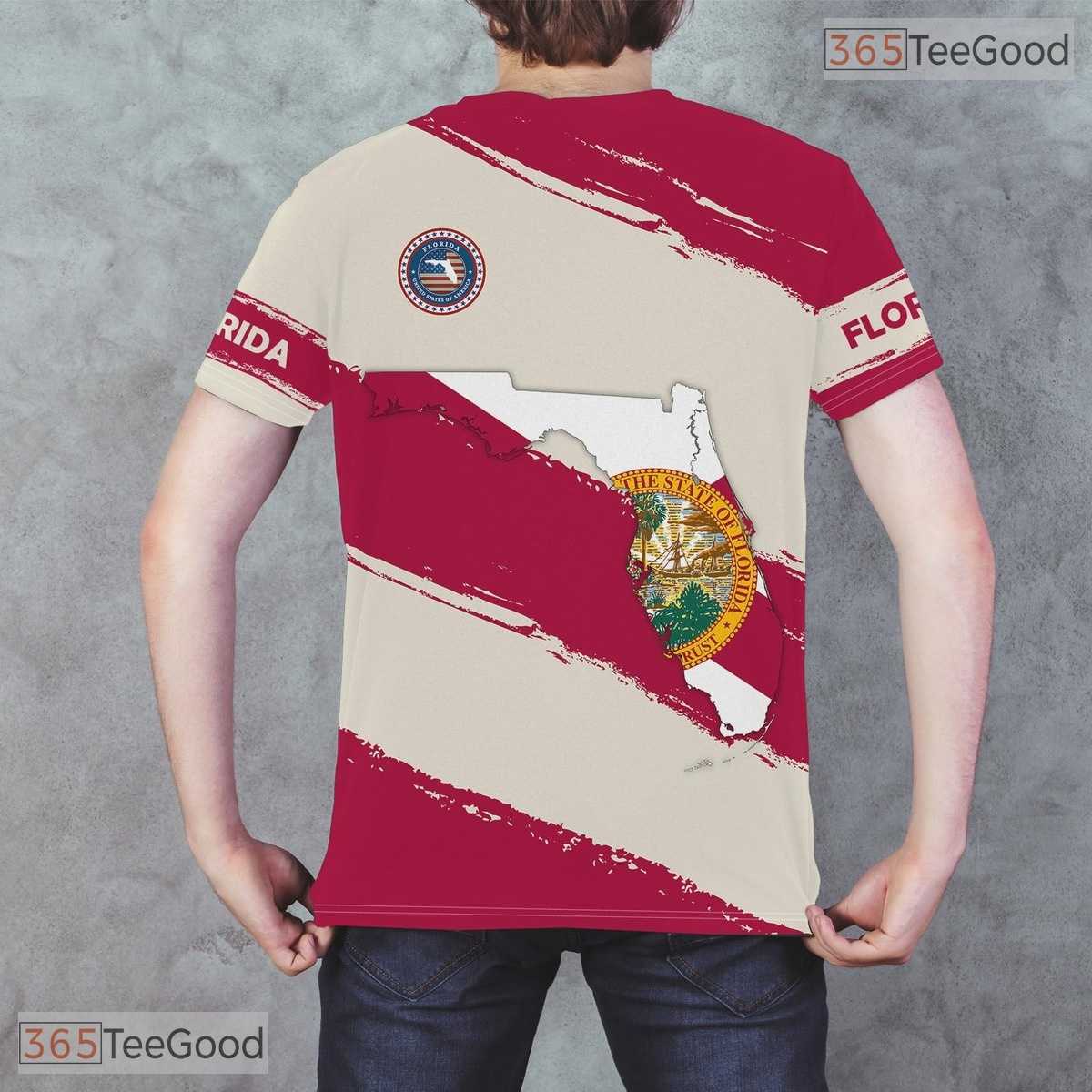 Florida State Rose Novelty Graphic 3D Printed Casual Short Sleeve Unisex T-Shirt