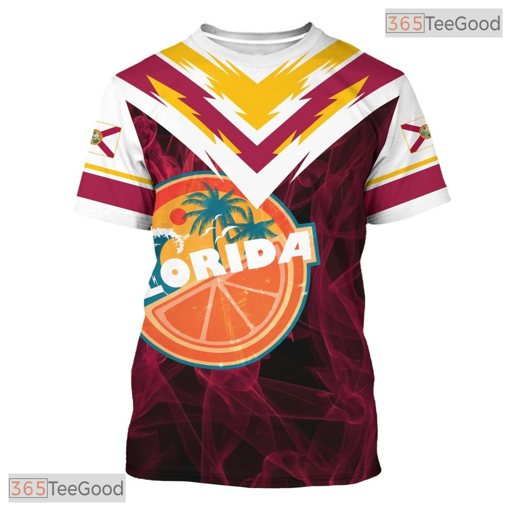 Florida State White Novelty Graphic 3D Printed Casual Unisex Short Sleeve T-Shirt