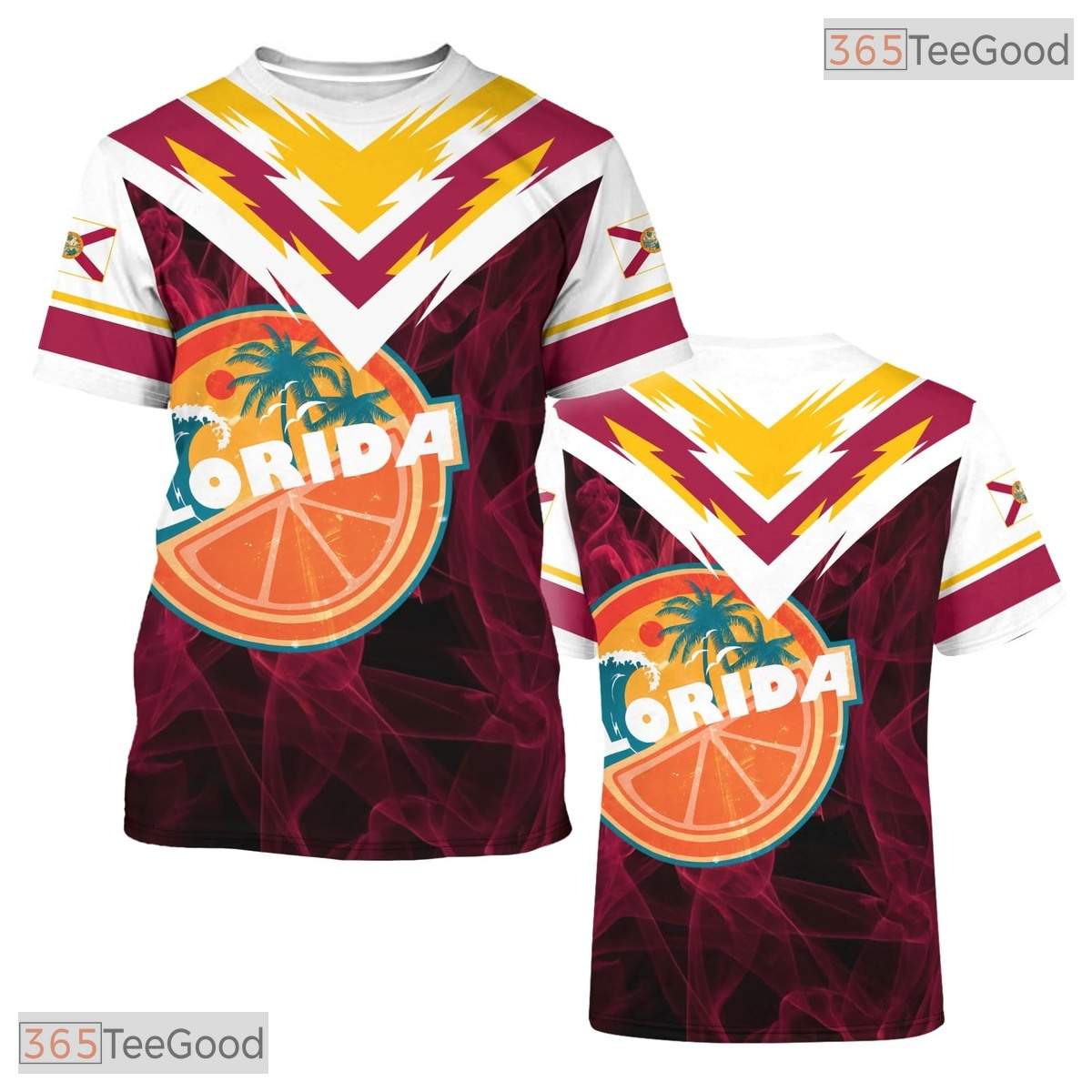 Florida State White Novelty Graphic 3D Printed Casual Unisex Short Sleeve T-Shirt