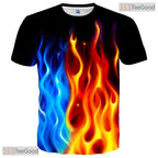 Blazing Flame Colorful Print 3D Casual Unisex T-Shirt For Men Women And Teens Top
