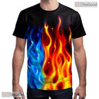 Blazing Flame Colorful Print 3D Casual Unisex T-Shirt For Men Women And Teens Top