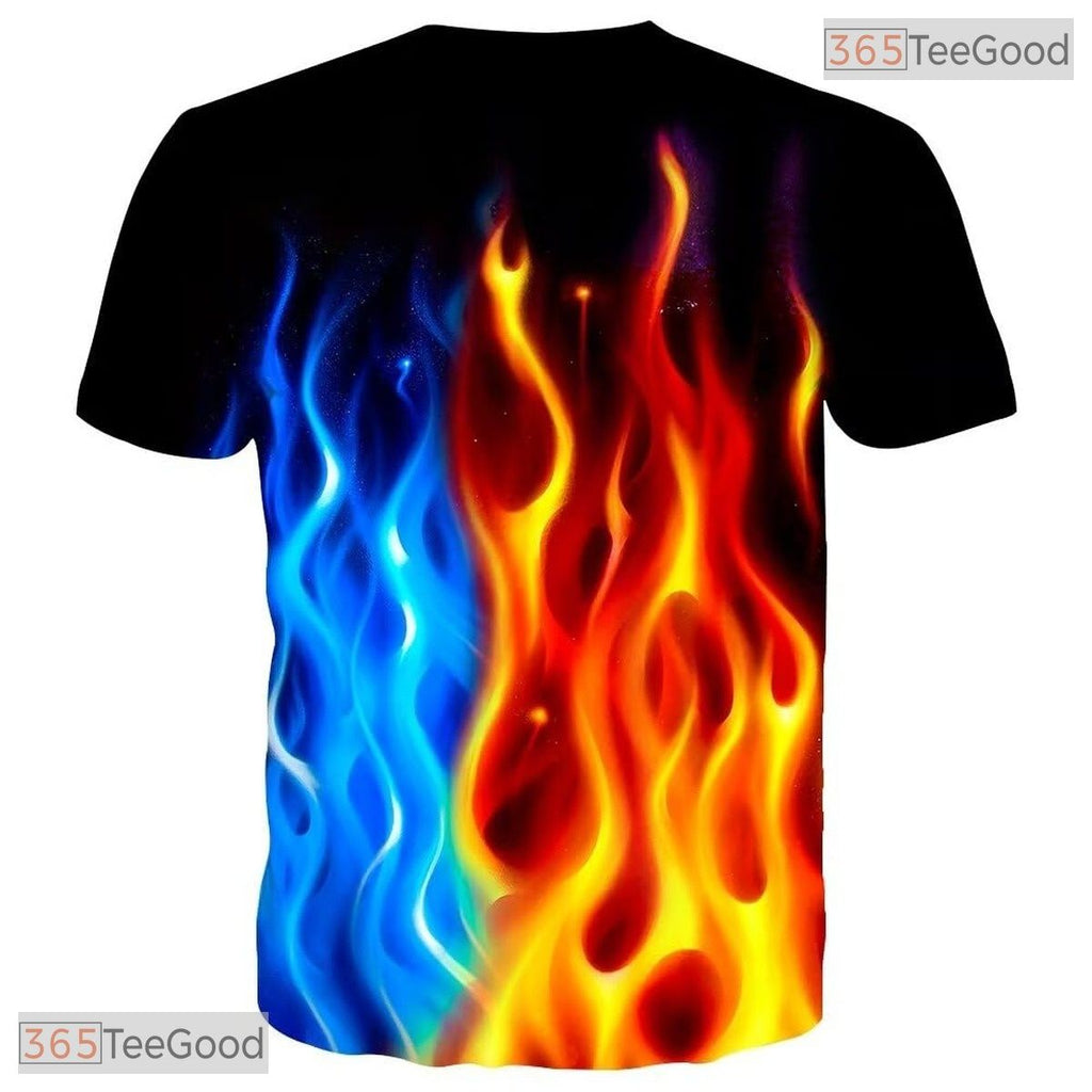 Blazing Flame Colorful Print 3D Casual Unisex T-Shirt For Men Women And Teens Top