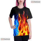 Blazing Flame Colorful Print 3D Casual Unisex T-Shirt For Men Women And Teens Top