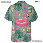 Flamingo Summer Ice Cream Hawaiian Shirt Unisex Style Beach Festival Top