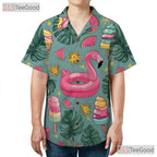 Flamingo Summer Ice Cream Hawaiian Shirt Unisex Style Beach Festival Top