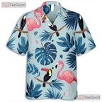 Flamingo Toucan Tropical Palm Leaves Beach Hawaiian Shirt Men Women Outfit