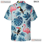 Flamingo Toucan Tropical Palm Leaves Beach Hawaiian Shirt Men Women Outfit