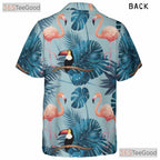 Flamingo Toucan Tropical Palm Leaves Beach Print Hawaiian Shirt Unisex Top