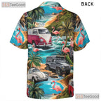 Flamingos and Cars Tropical Hawaiian Tee Unisex Look for Beach Festival