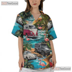 Flamingos and Cars Tropical Hawaiian Tee Unisex Look for Beach Festival
