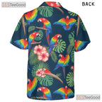 Floral Aloha Parrot Hawaiian Shirt- Unisex Summer Bird Print Casual Beachwear