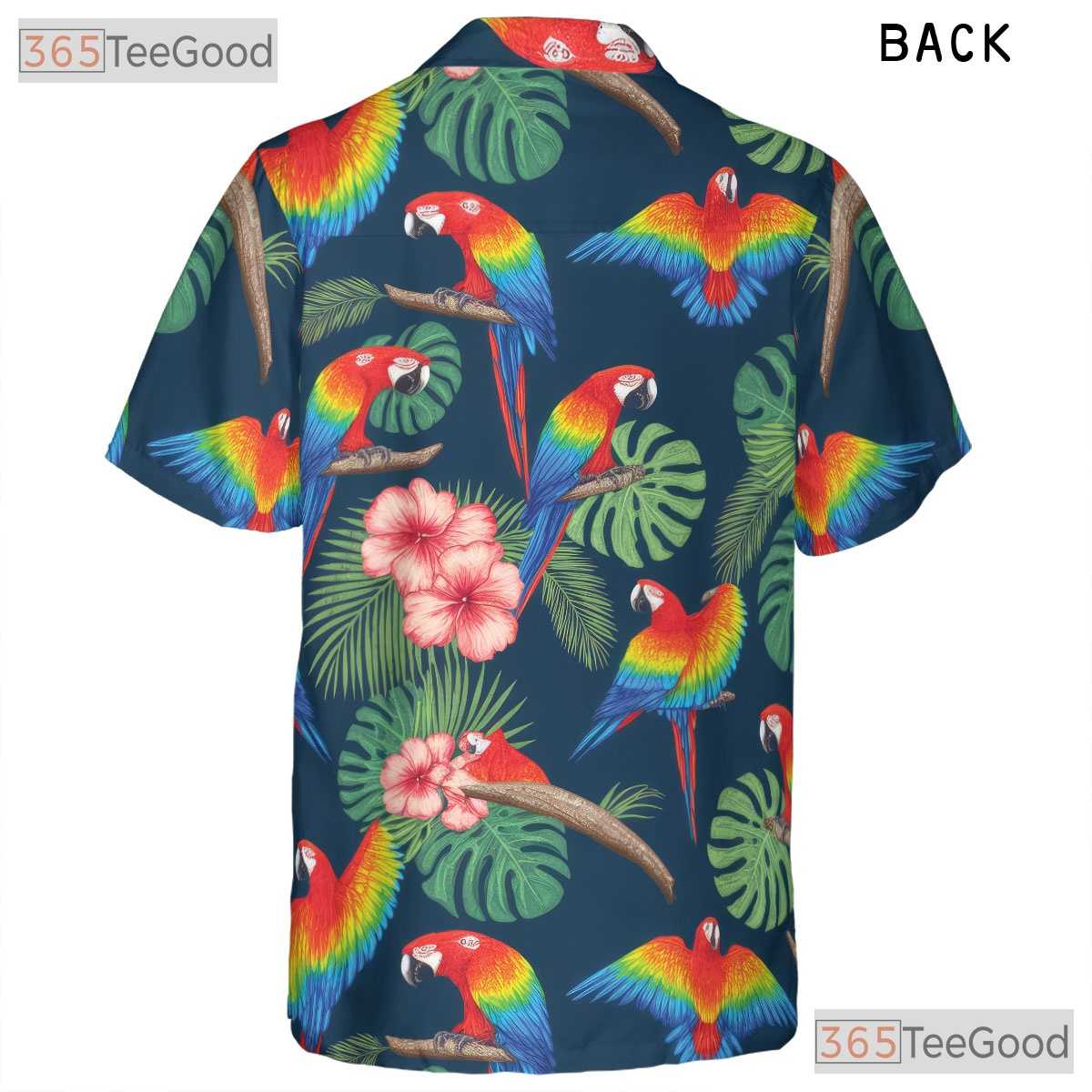 Floral Aloha Parrot Hawaiian Shirt- Unisex Summer Bird Print Casual Beachwear