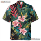 Floral Palm Leaves Tropical Aloha Beach Party Hawaiian Tee Unisex Summer Outfit