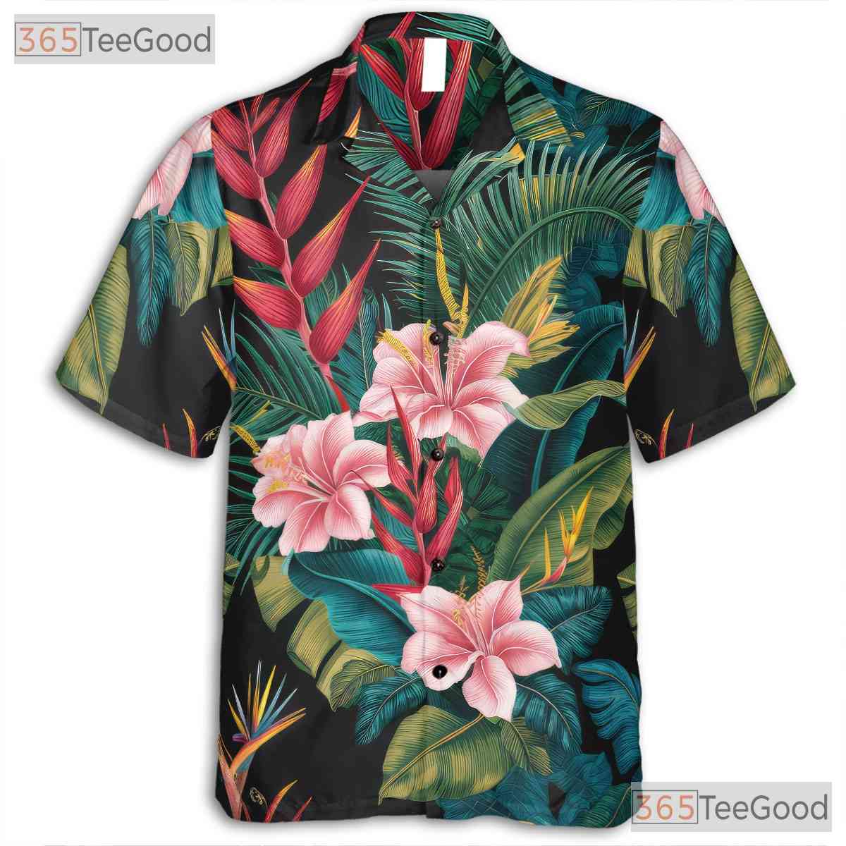 Floral Palm Leaves Tropical Aloha Beach Party Hawaiian Tee Unisex Summer Outfit