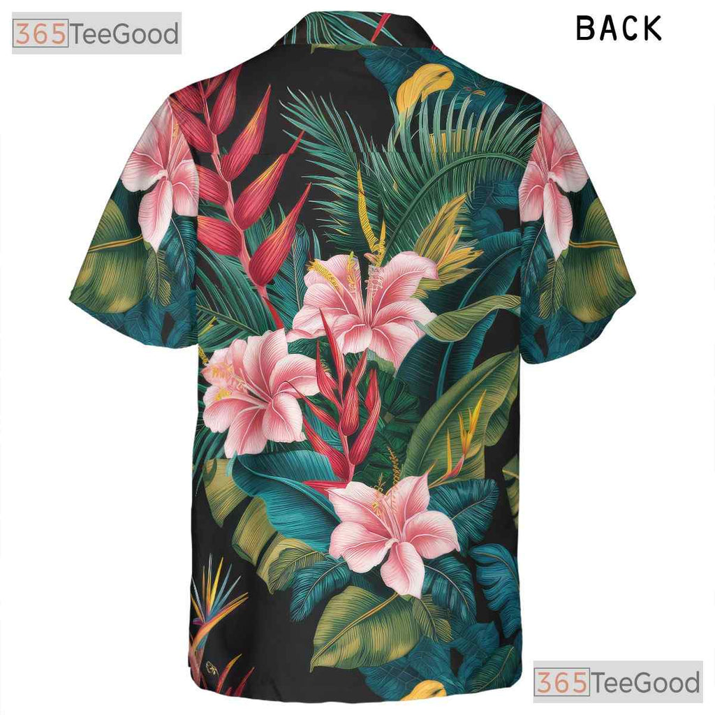 Floral Palm Leaves Tropical Aloha Beach Party Hawaiian Tee Unisex Summer Outfit