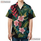 Floral Palm Leaves Tropical Aloha Beach Party Hawaiian Tee Unisex Summer Outfit