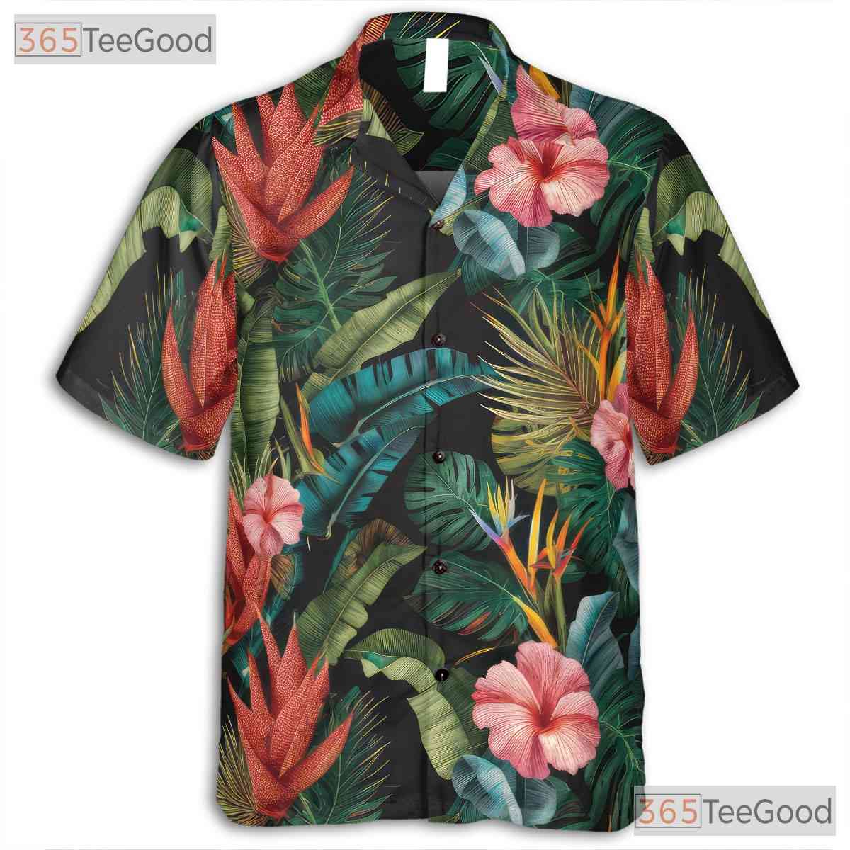 Floral Palm Leaves Tropical Aloha Beachwear Hawaiian Tee Unisex Summer Vacation