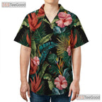 Floral Palm Leaves Tropical Aloha Beachwear Hawaiian Tee Unisex Summer Vacation