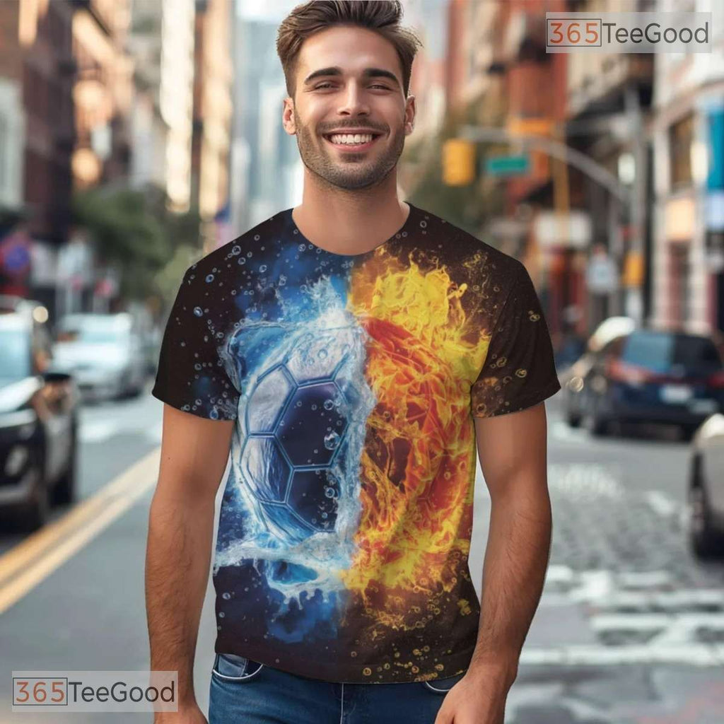 Dynamic Football Sports Graphic 3D Pattern Printed Casual Unisex T-Shirt Styles