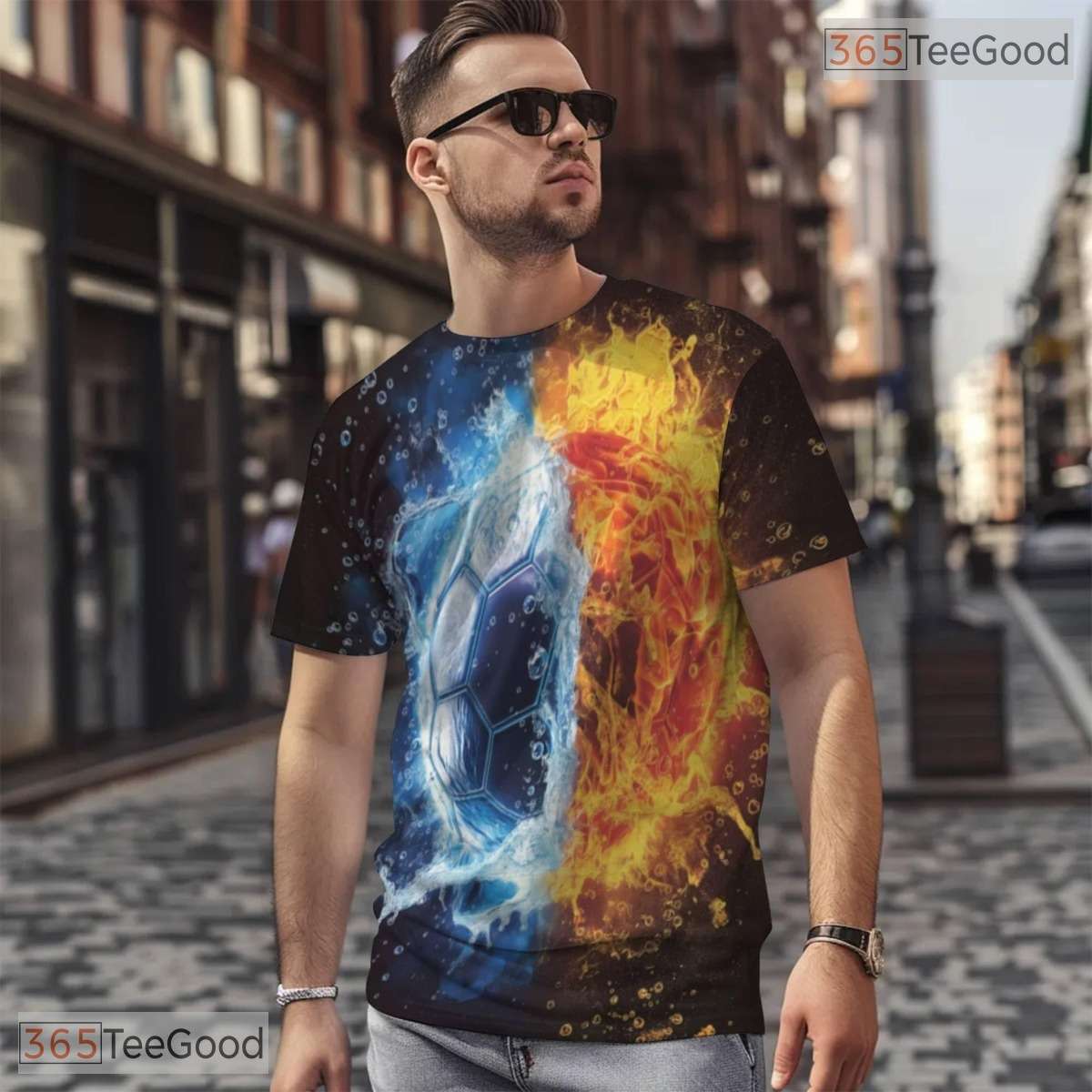 Dynamic Football Sports Graphic 3D Pattern Printed Casual Unisex T-Shirt Styles