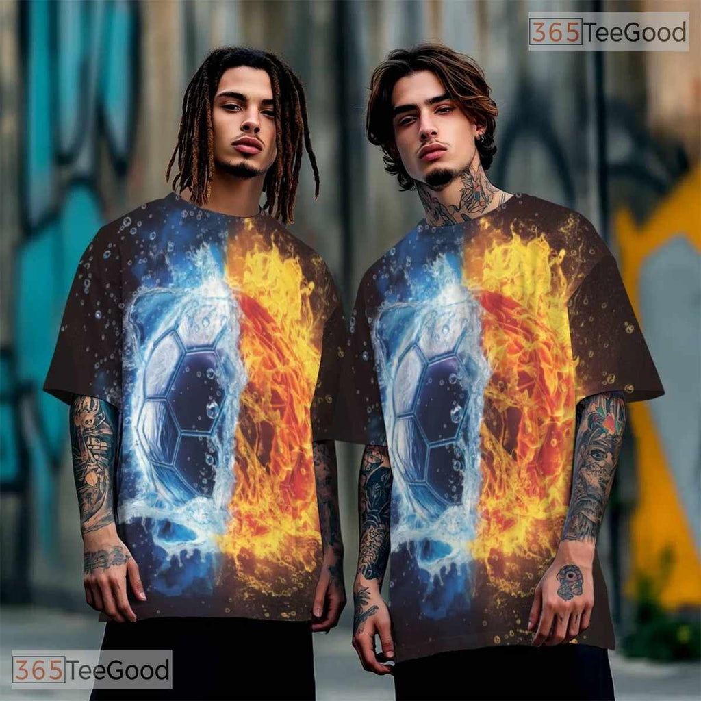 Dynamic Football Sports Graphic 3D Pattern Printed Casual Unisex T-Shirt Styles