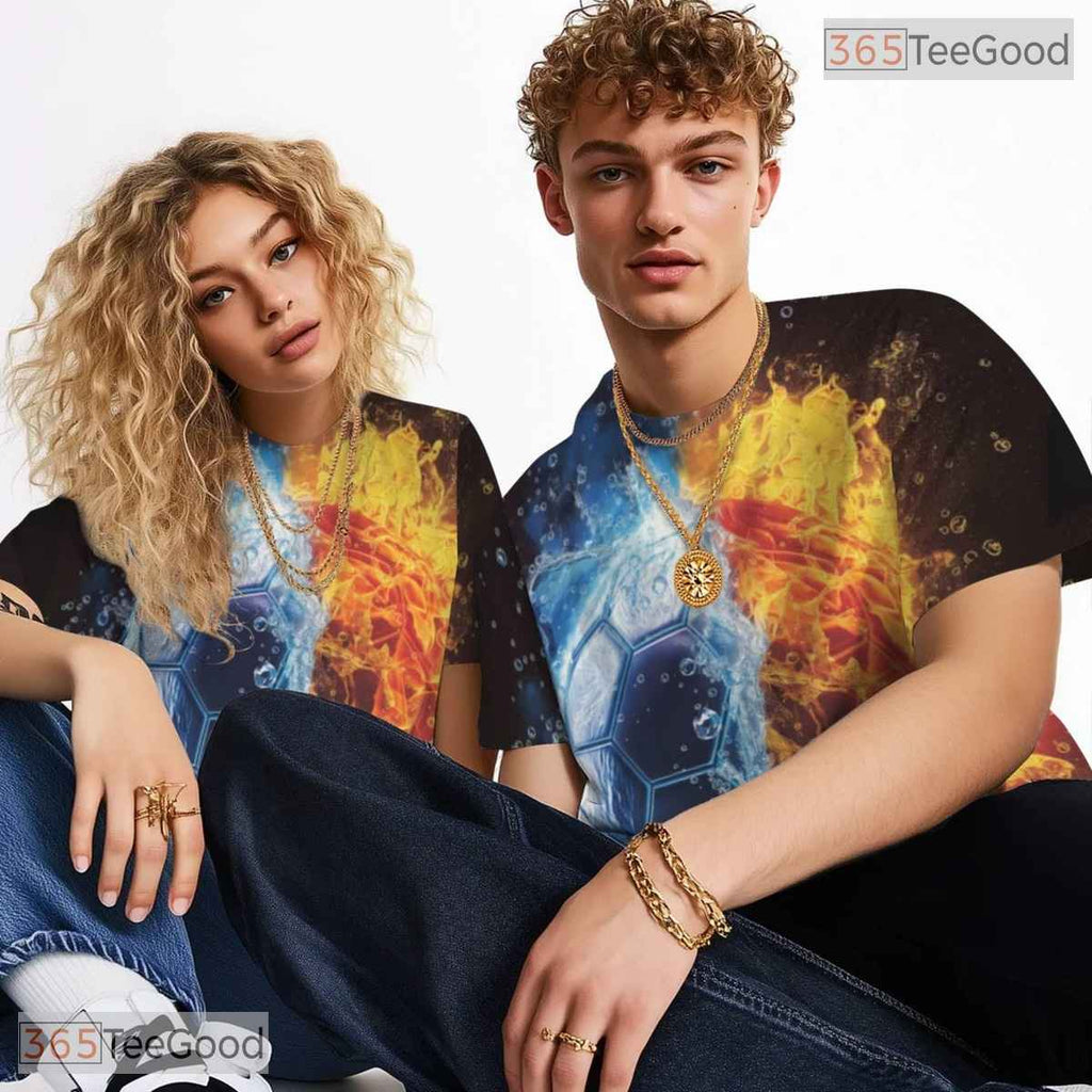 Dynamic Football Sports Graphic 3D Pattern Printed Casual Unisex T-Shirt Styles