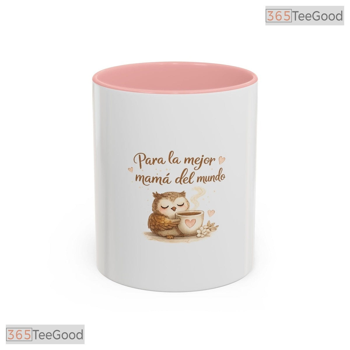 For The Best Mom In The World Owl With Coffee Nature Art Two Tone Ceramic Accent Mug