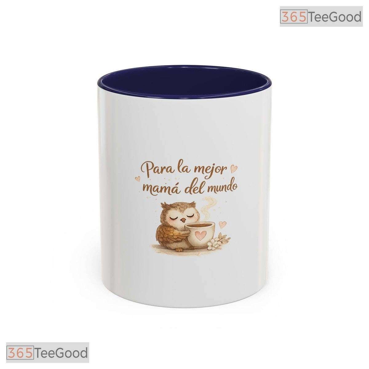 For The Best Mom In The World Owl With Coffee Nature Art Two Tone Ceramic Accent Mug