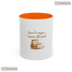For The Best Mom In The World Owl With Coffee Nature Art Two Tone Ceramic Accent Mug