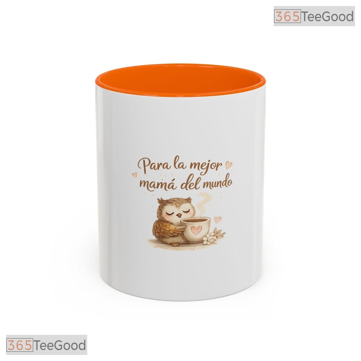 For The Best Mom In The World Owl With Coffee Nature Art Two Tone Ceramic Accent Mug