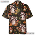 Forest Animal Hawaiian Shirt - Unisex Raccoon Mushroom Festival Wear Tee