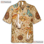Forest Butterfly Mushroom Hawaiian Shirt Unisex Seamless Art Print Top