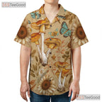 Forest Butterfly Mushroom Hawaiian Shirt Unisex Seamless Art Print Top