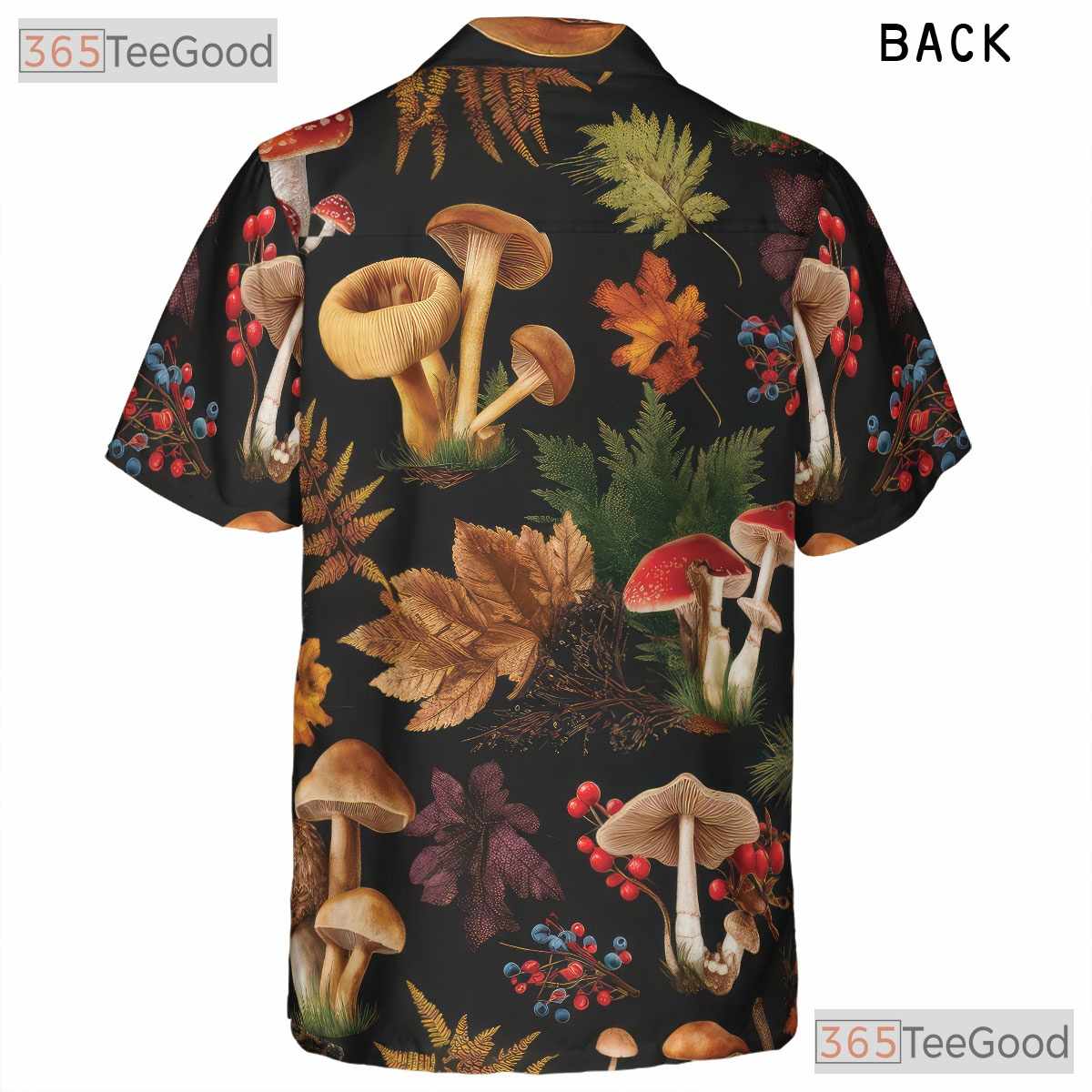 Forest Fungi Hawaiian Shirt for Men - Botanical Mushroom Nature Tropical Tee