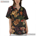 Forest Fungi Hawaiian Shirt for Men - Botanical Mushroom Nature Tropical Tee