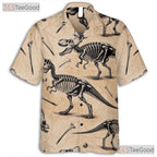 Fossil Dinosaur Bones Unisex Hawaiian Shirt- Prehistoric Skeleton Pattern Tee