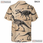 Fossil Dinosaur Bones Unisex Hawaiian Shirt- Prehistoric Skeleton Pattern Tee