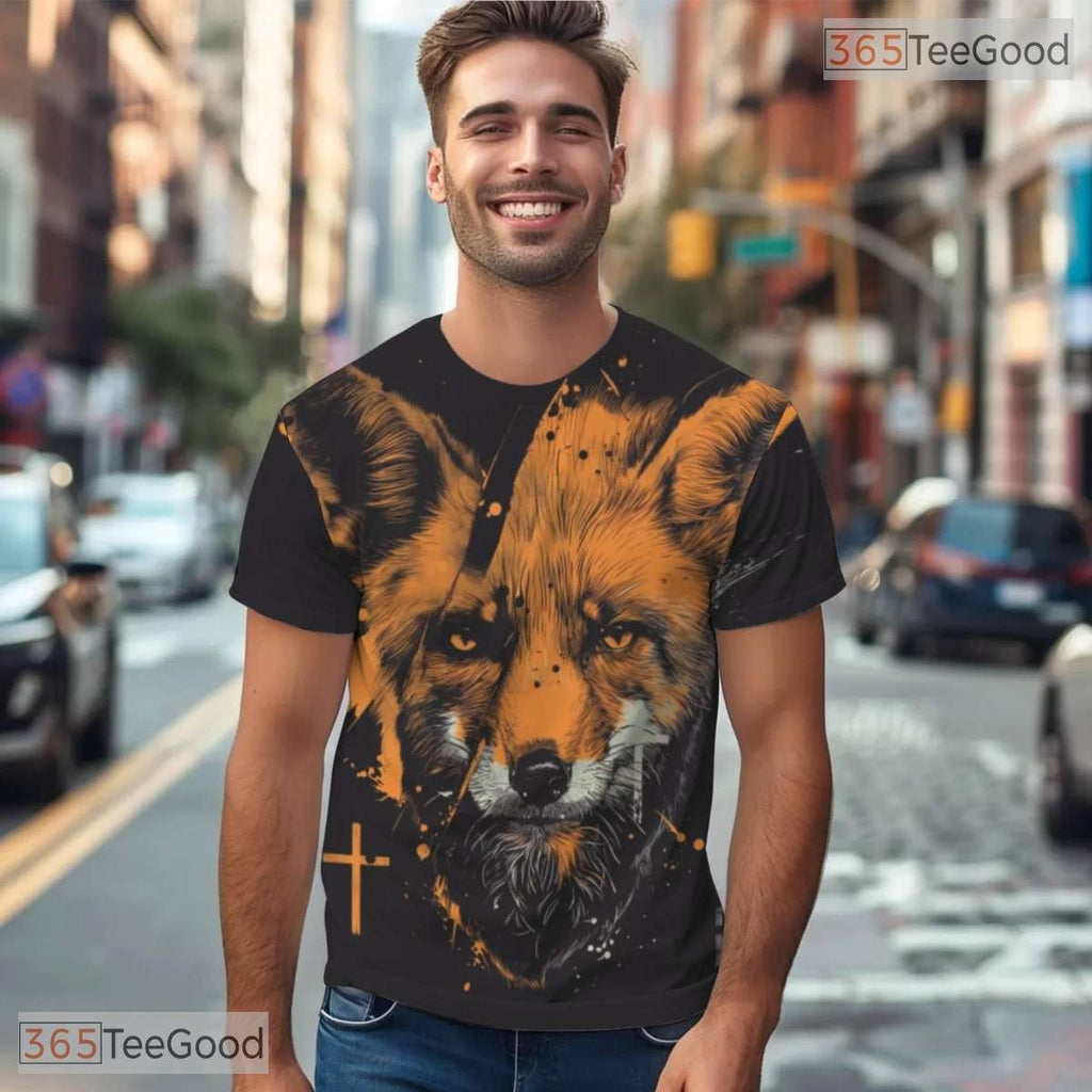 Sly Fox Animal Graphic Nature 3D Pattern Printed Casual Unisex T-Shirt Tops Style
