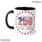 Free For 250 Years Anniversary 1776 USA Flag Patriotic Two Tone Ceramic Accent Coffee Mug