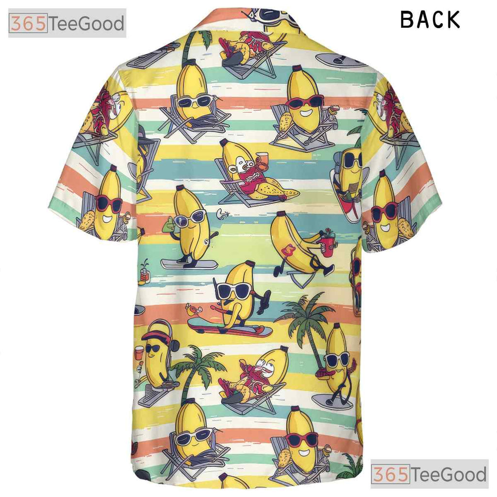 Fun Tropical Cartoon Bananas Summer Outfit Hawaiian Shirt Men Women Party Top