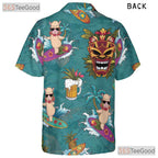 Funny Alpaca Tiki Mask Hawaiian Shirt Men Women Tropical Summer Top