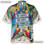 Funny Beach Parrot Hawaiian Shirt- Unisex Tropical Vacation Relaxed Aloha Top
