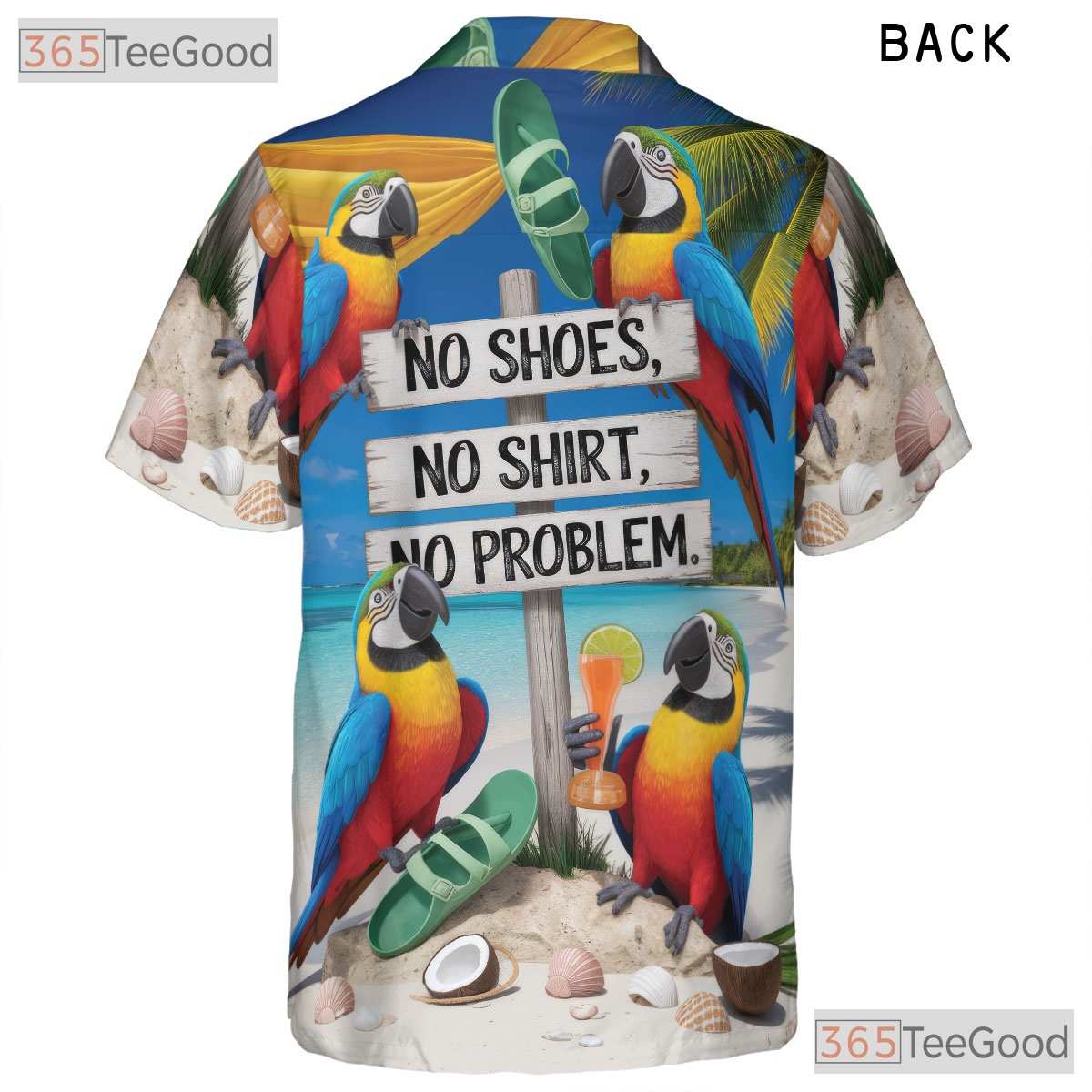 Funny Beach Parrot Hawaiian Shirt- Unisex Tropical Vacation Relaxed Aloha Top