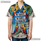 Funny Beach Parrot Hawaiian Shirt- Unisex Tropical Vacation Relaxed Aloha Top