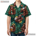 Funny Bigfoot Beer Hawaiian Shirt - Men's Sasquatch Floral Aloha Tee