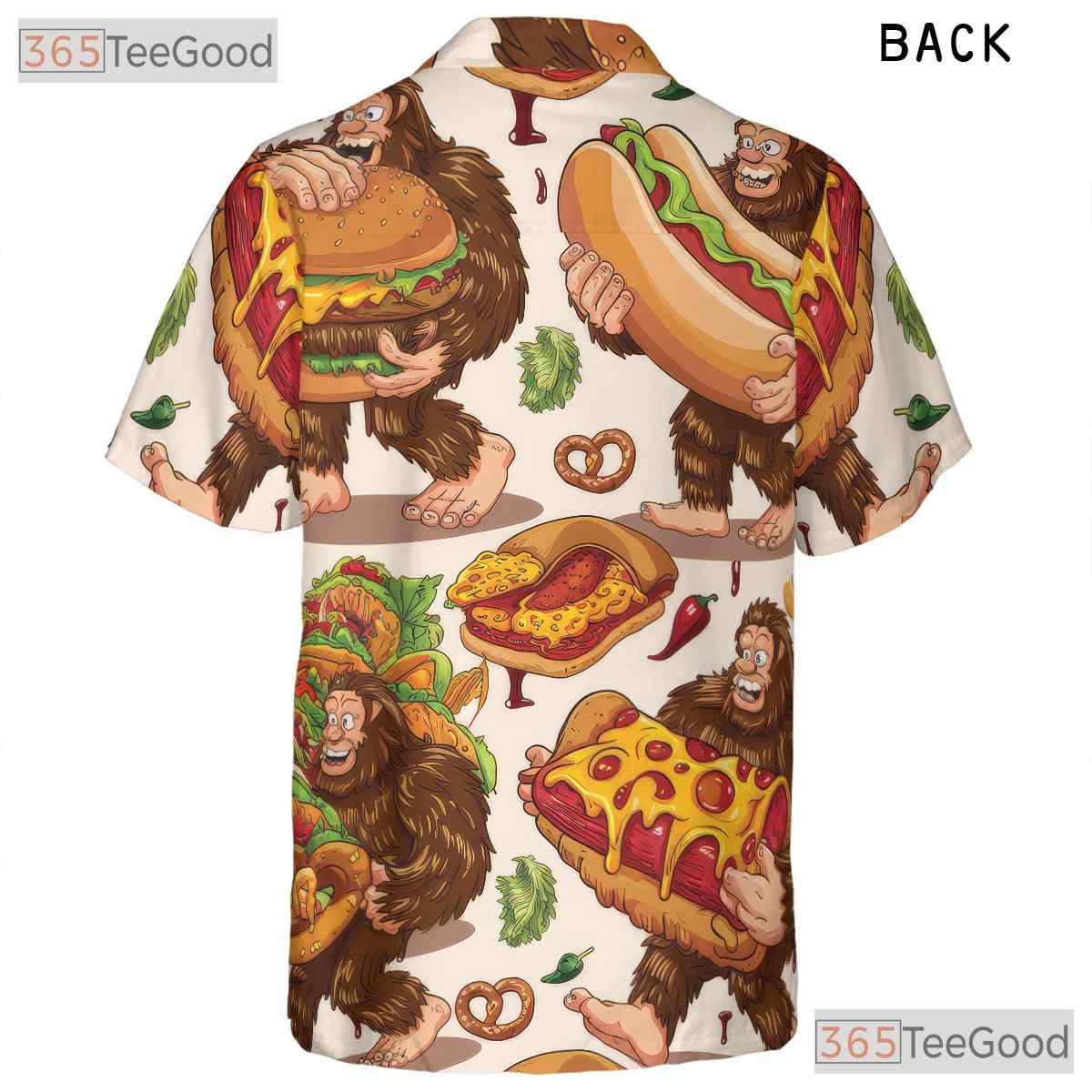 Funny Bigfoot Fast Food Hawaiian Shirt - Unisex Sasquatch Junk Food Tee